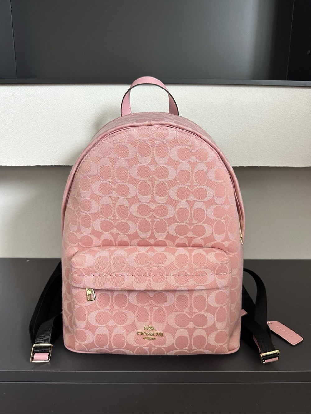 Coach Pink Signature Jacquard Small Backpack